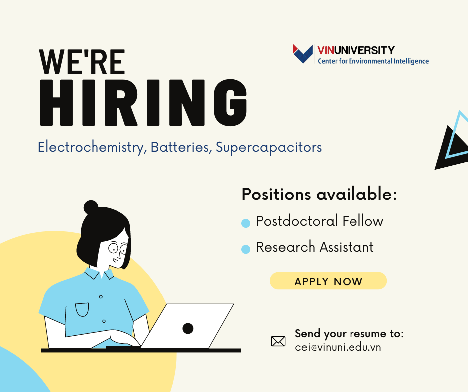 [Job Opportunity] Postdoctoral Fellow and Research Assistant Position – Center for Environmental Intelligence: Electrochemistry, Batteries or Supercapacitors