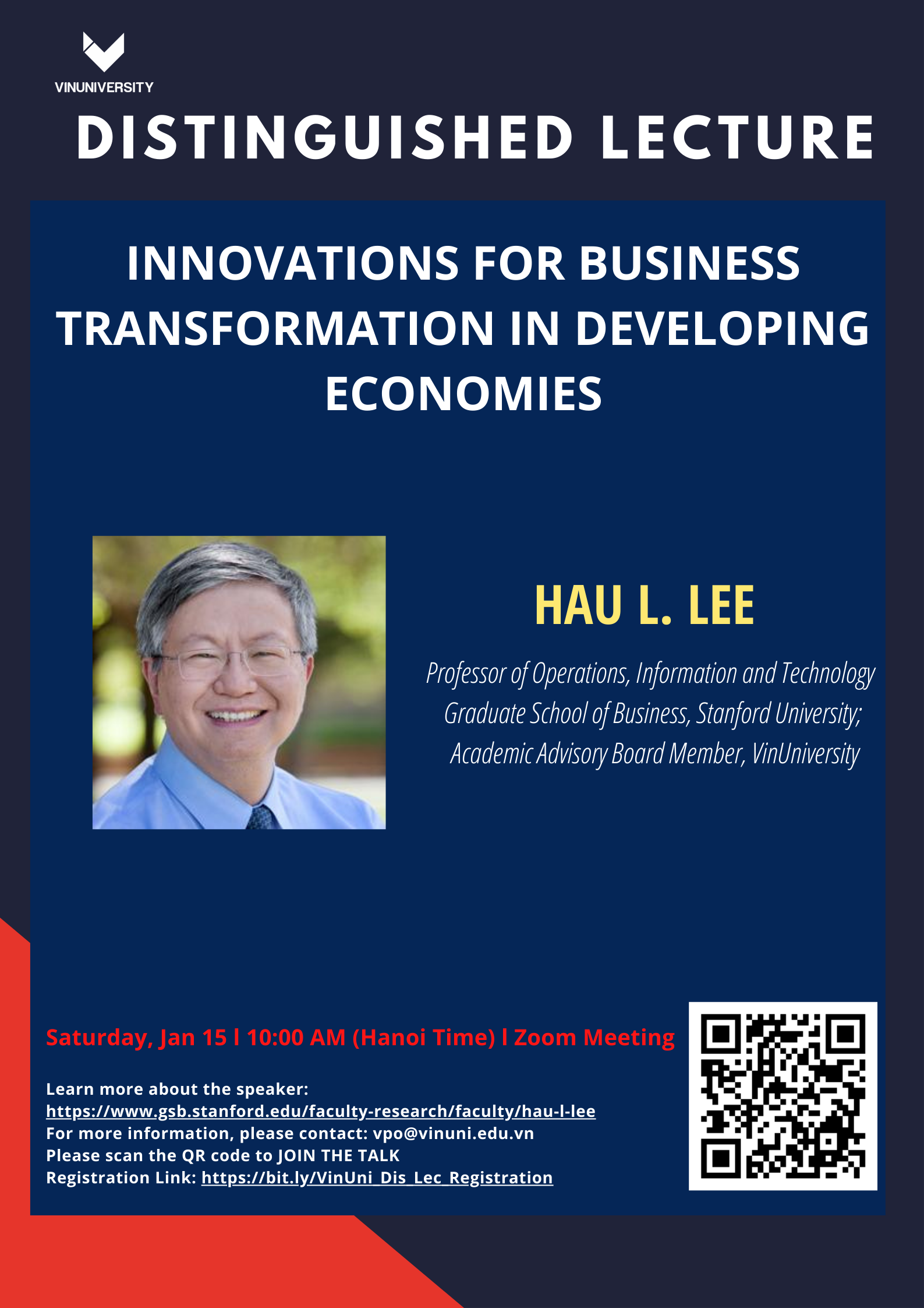 VinUniversity Distinguished Lecture – Professor Hau L. Lee, Graduate School  of Business, Stanford University - VinUni