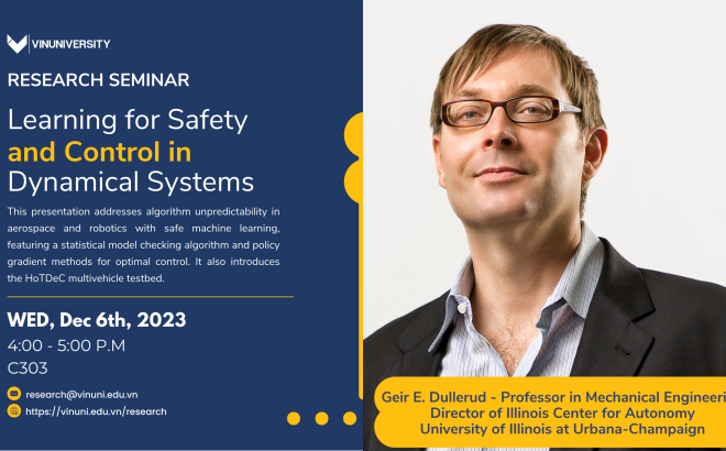 Research Seminar: Learning for Safety and Control in Dynamical Systems