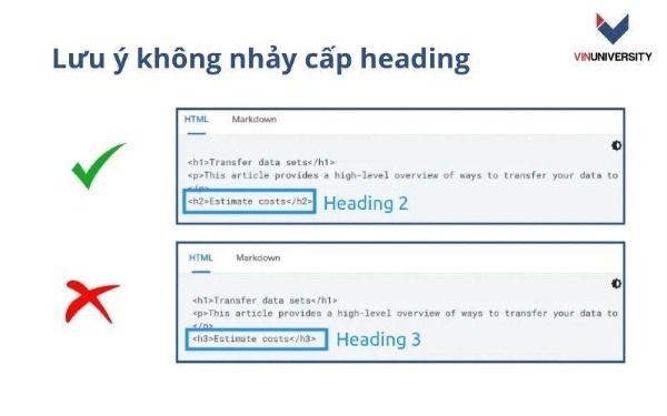Các lỗi cần lưu ý tránh khi sử dụng thẻ heading là gì?