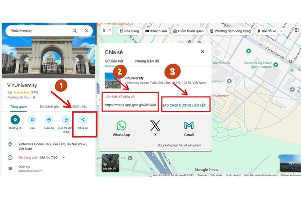 Lấy link từ Google Map để khai báo chính xác 