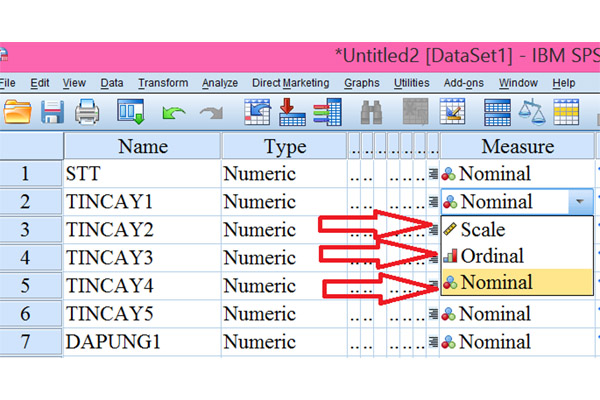 Ba nhóm thang đo trong SPSS: Nominal; Ordinal và Scale