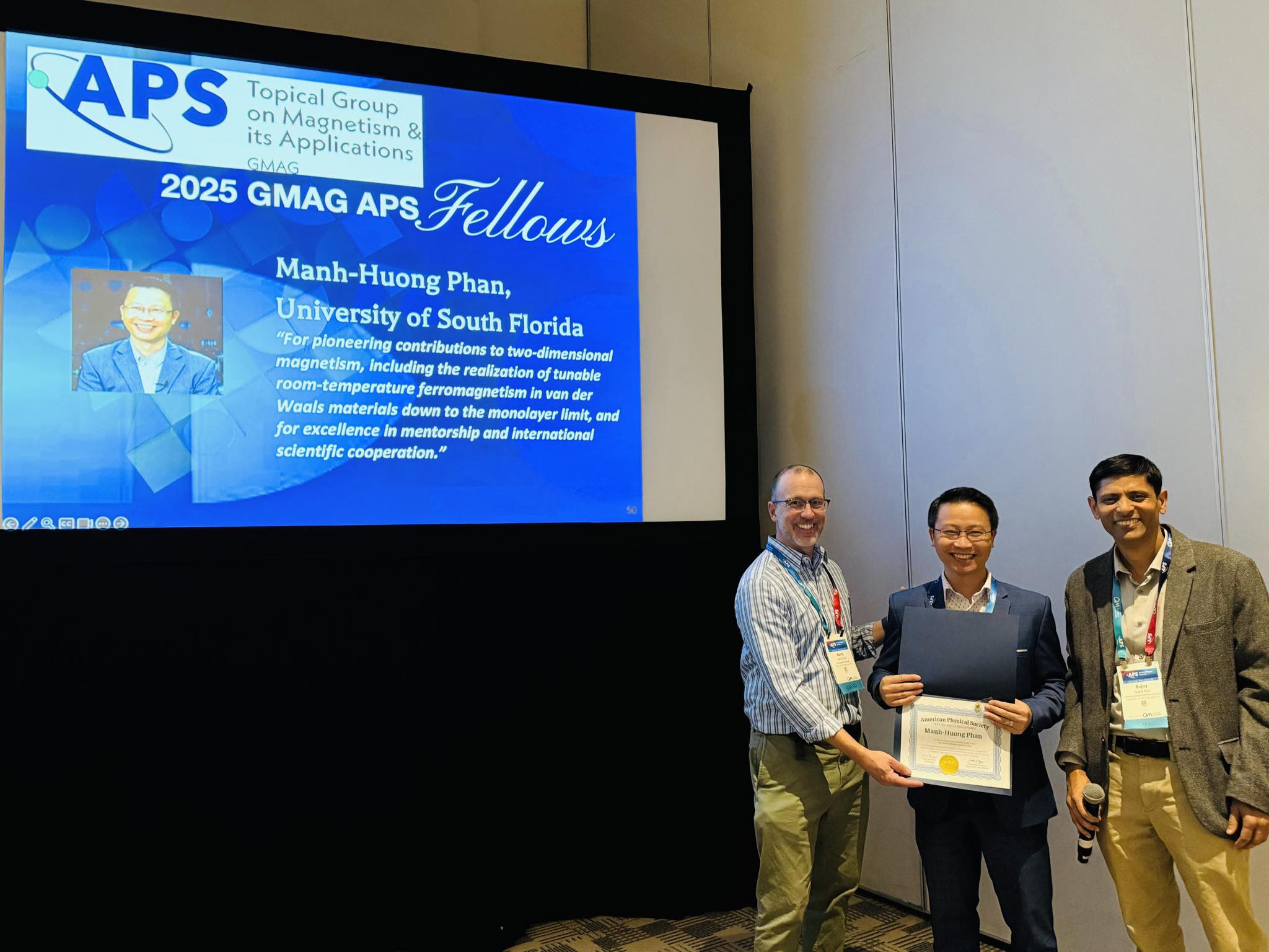 A global recognition for scientific impact: Prof. Phan Mạnh Hưởng named an American Physical Society Fellow